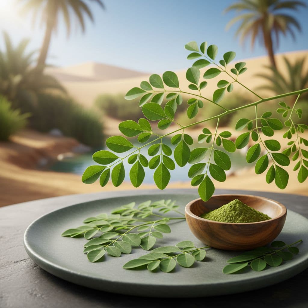 Fresh organic moringa leaves